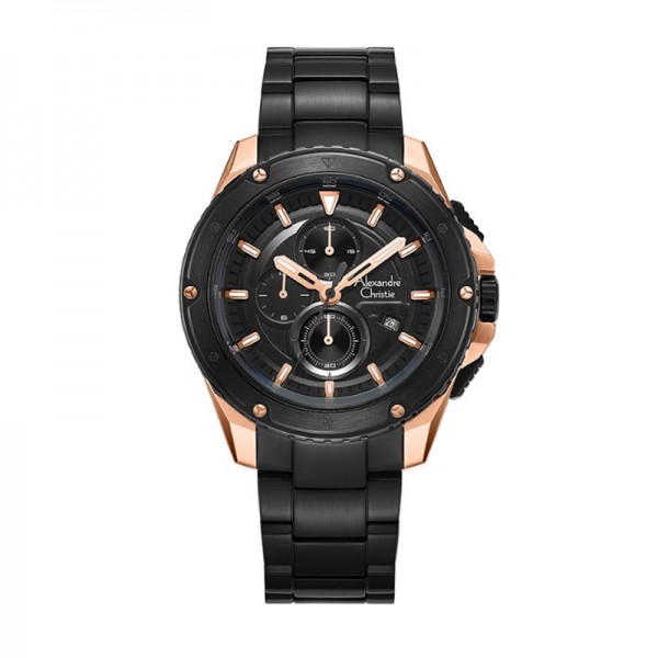 Alexandre Christie AC 6653 Rosegold Black Steel MCBBRBA